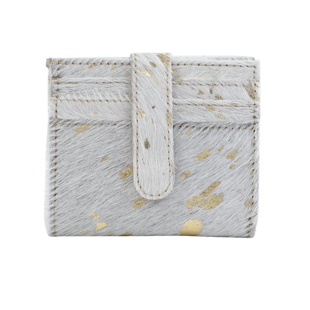 GOLD FOIL LEATHER AND HAIR-ON CARDHOLDER